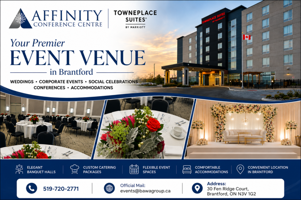 Affinity Conference Centre event venue near Hamilton, Brant County, Woodstock & Simcoe for weddings events