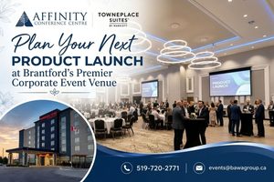 Product launch event at Affinity Conference Centre in Brantford with TownePlace Suites by Marriott.